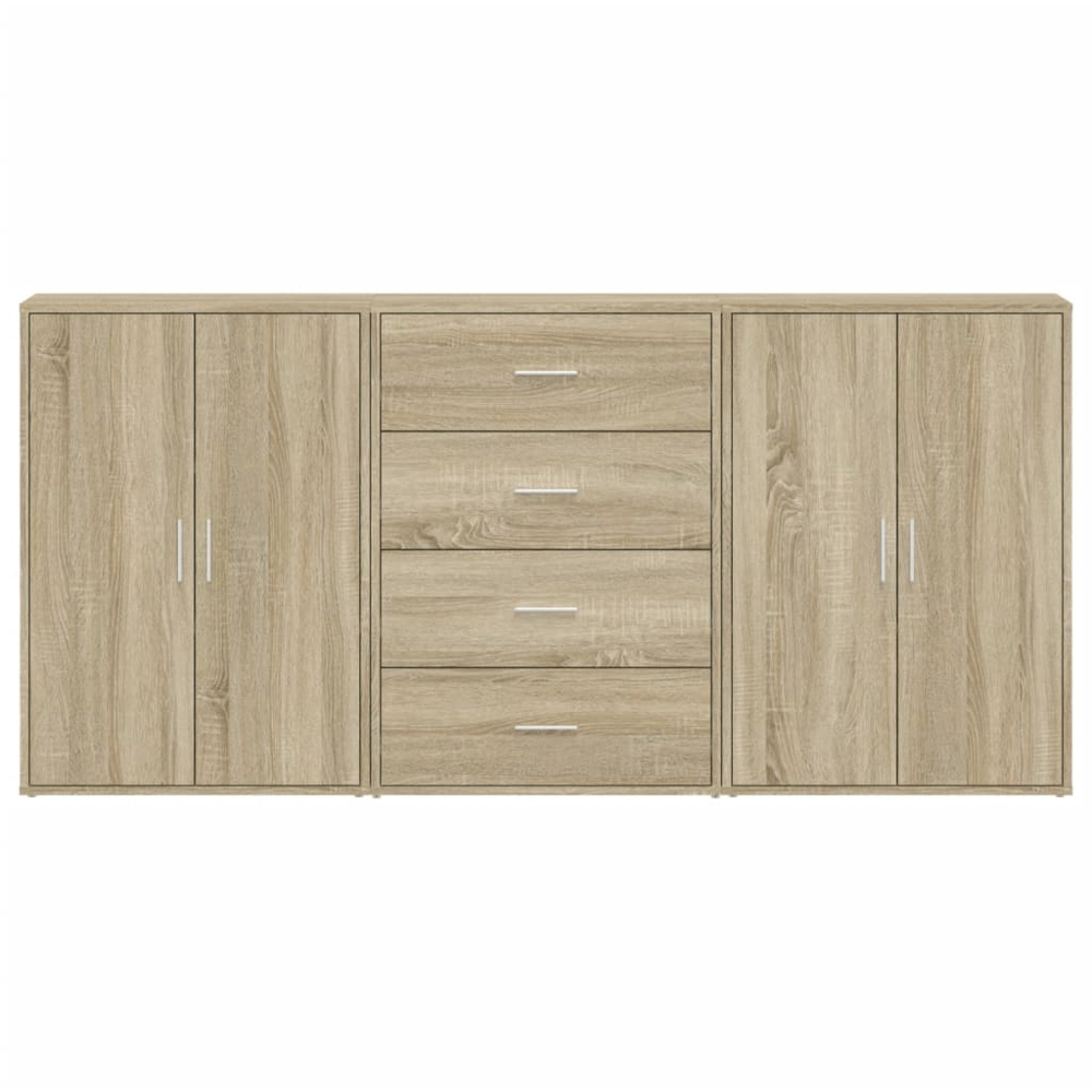 vidaXL 4 Door 4 Drawer Sonoma Oak Sideboard 3 Piece Image 4