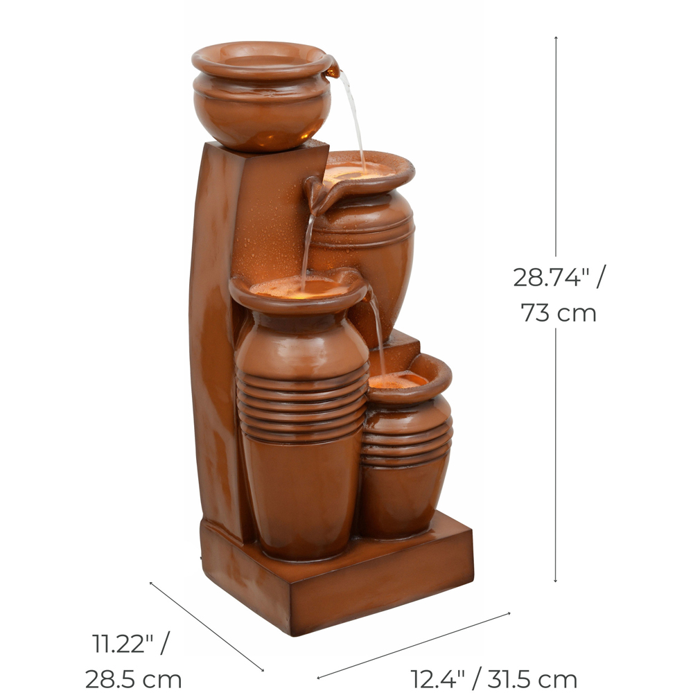 Teamson Home 4-TierLED Solar Powered Terracotta Cascading Urn Outdoor Waterfall Fountain Image 8