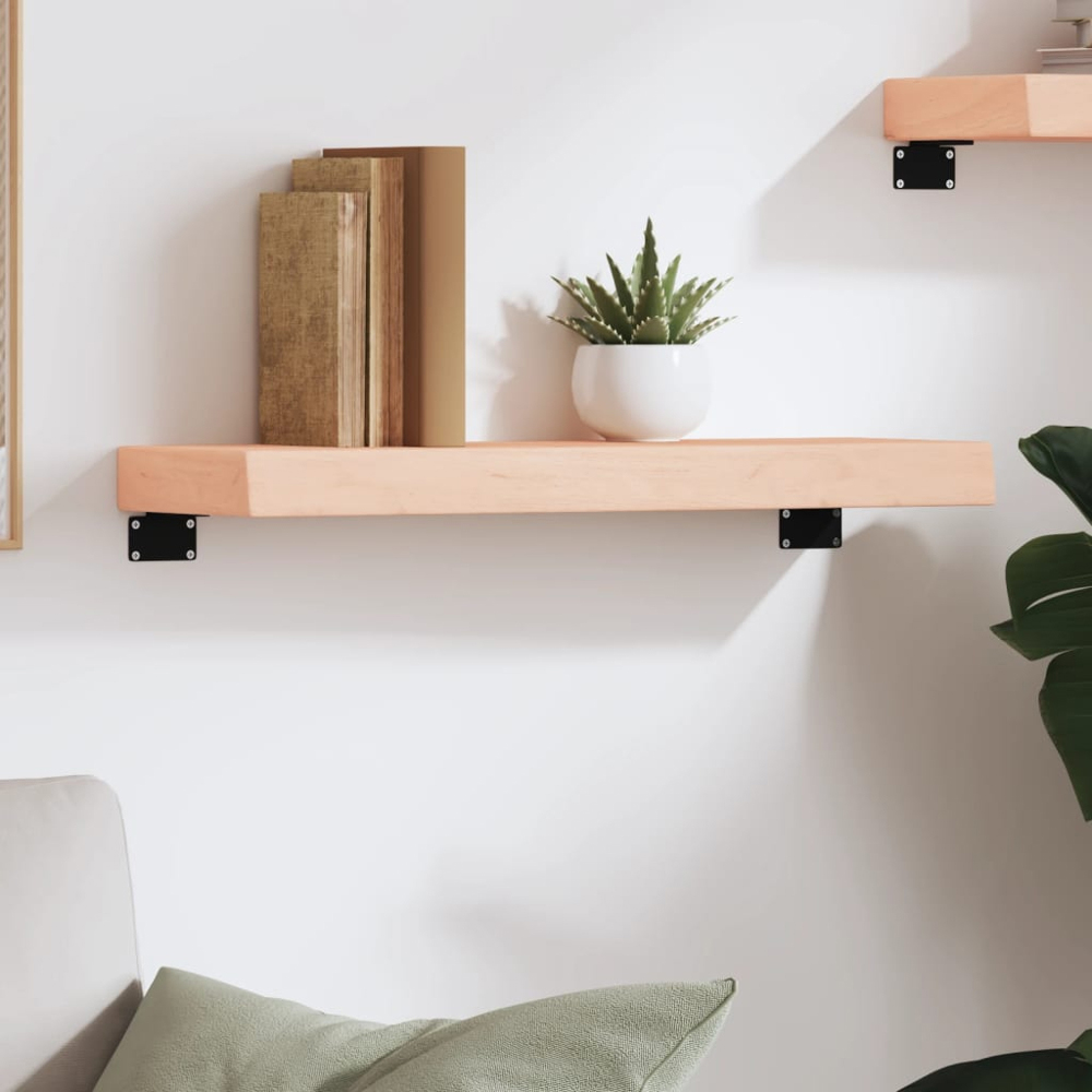 vidaXL 60 x 20 x 6cm Untreated Solid Wood Oak Wall Shelf Image 2