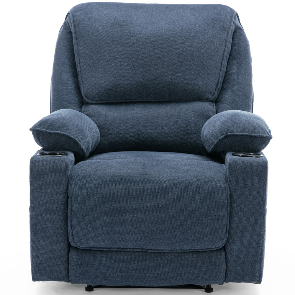 Furniture Online Sydney Blue Manual Recliner Chair with Cupholder Image 3
