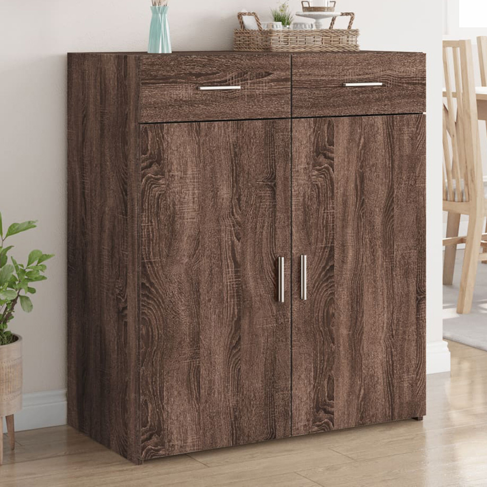 vidaXL 2 Door 2 Drawer Brown Oak Sideboard Image 1