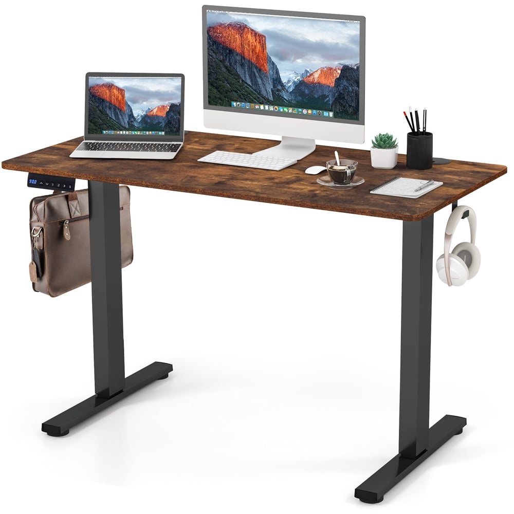 Costway Height Adjustable Standing Desk Brown Image 2