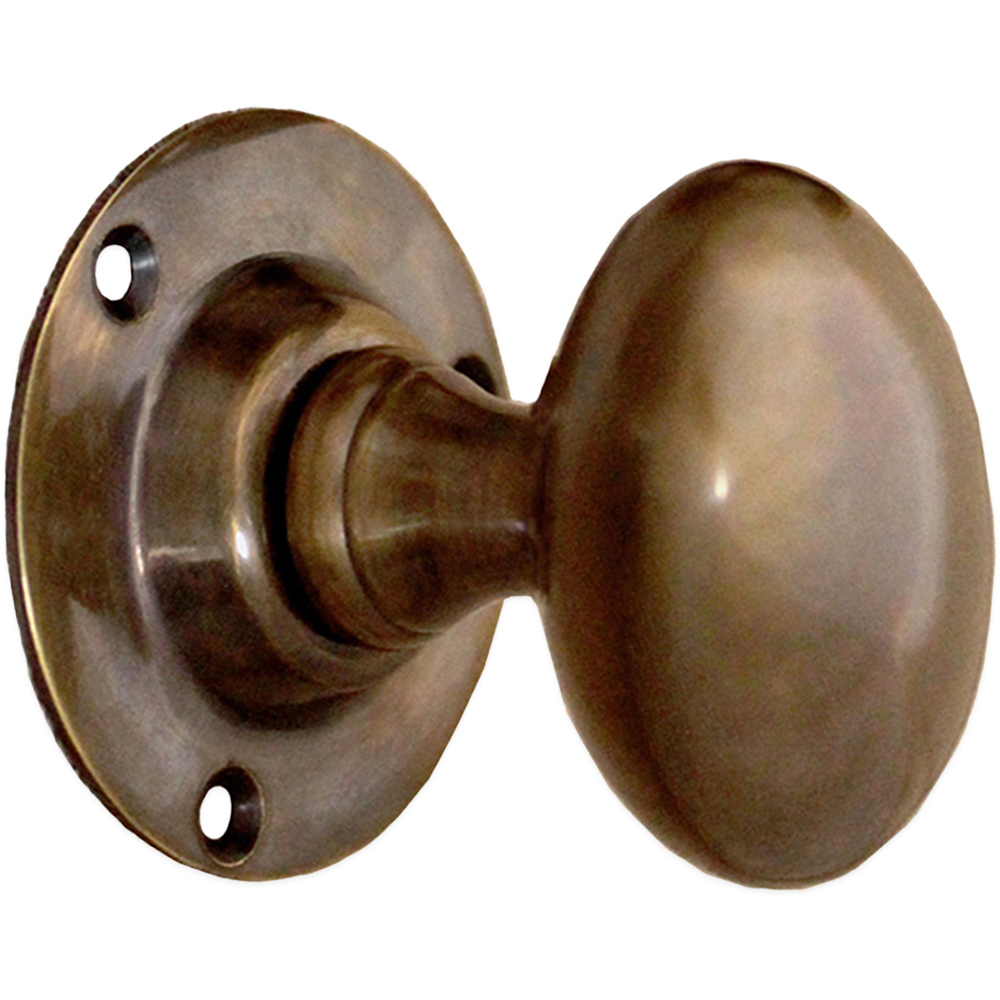 Spira Brass Antique Oval Mortice Door Knob 2 Pack Image 3