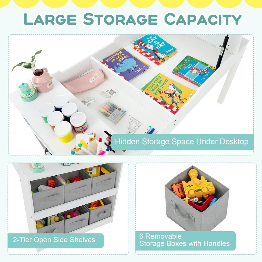 Costway White Kids 2 in 1 Table and Chair Set Image 6