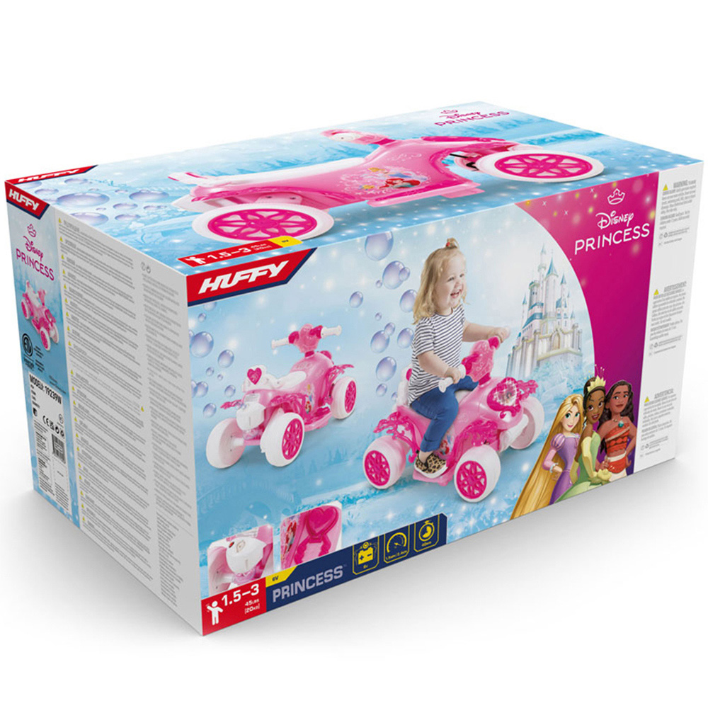 Huffy Disney 19239W Kids Princess Bubble Electric Ride On Quad 6V Image 5