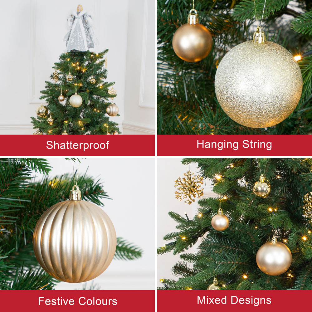 The Christmas Workshop Champagne Shatterproof Bauble 50 Pack Image 7