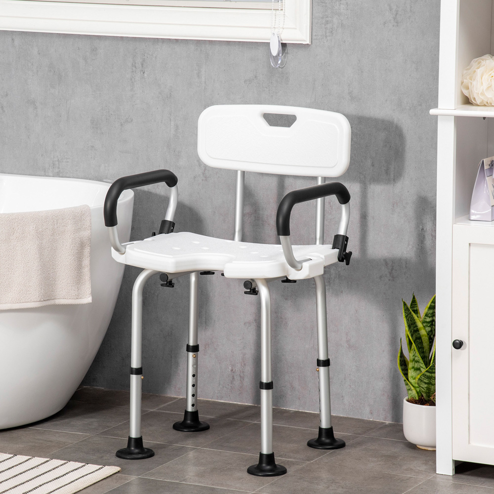 HOMCOM White Adjustable Shower Stool Image 2