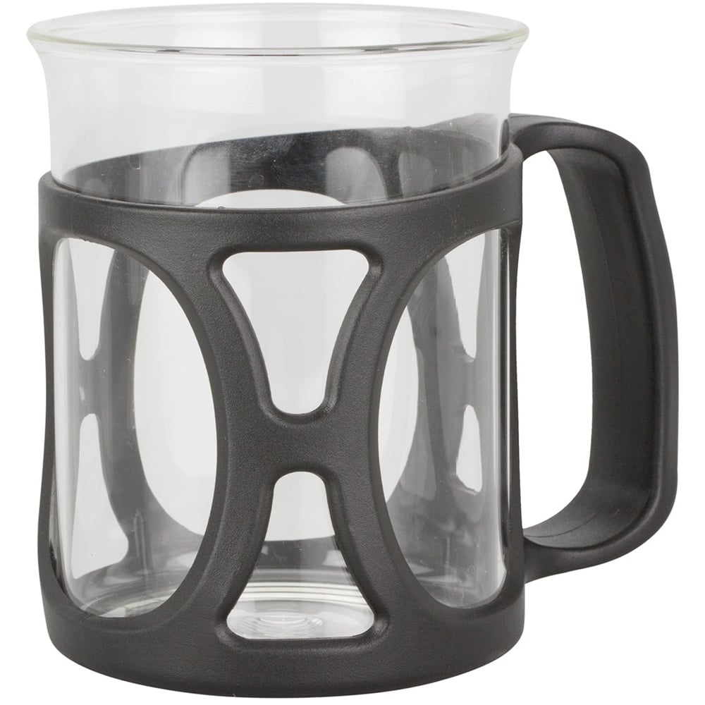 Clear Glass Mug with Abstract Design Plastic Handle Image
