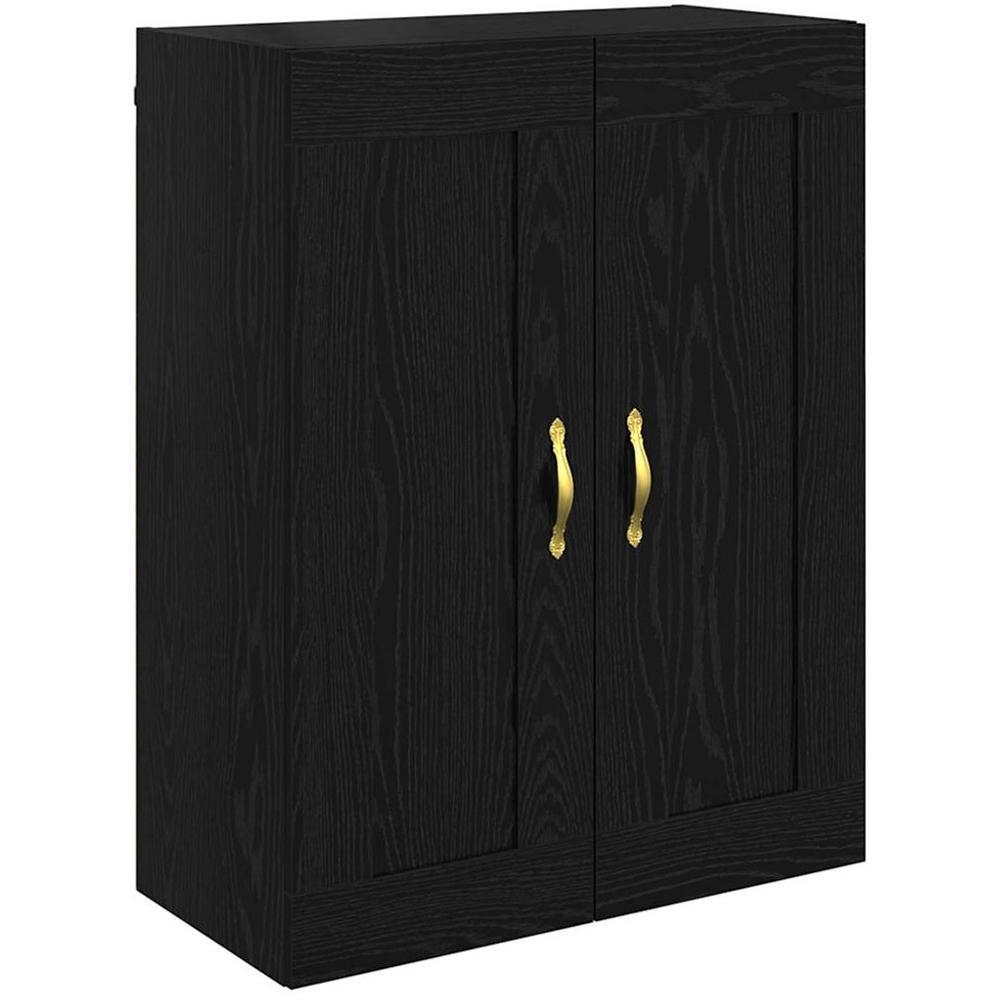vidaXL 4 Door 6 Shelf Black Oak Highboard with Gold Handles Image 7