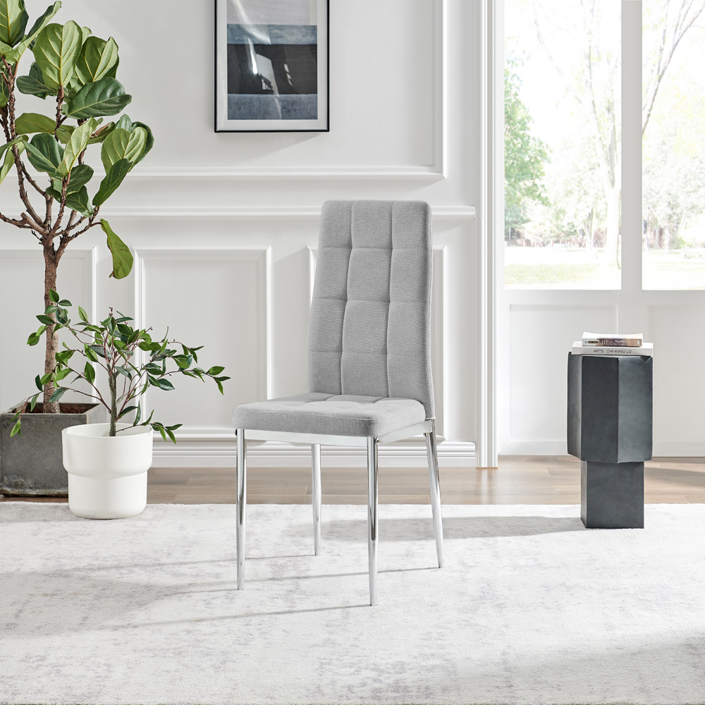 Furniturebox Valentina Set of 2 Grey and Silver Textured Weave Dining Chairs Image 6