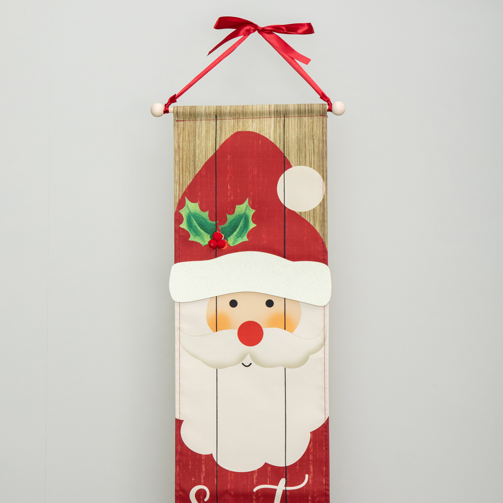 Samuel Alexander Warm White LED Fabric Light Up Hanging Christmas Santa Stop Here Banner 120cm Image 3