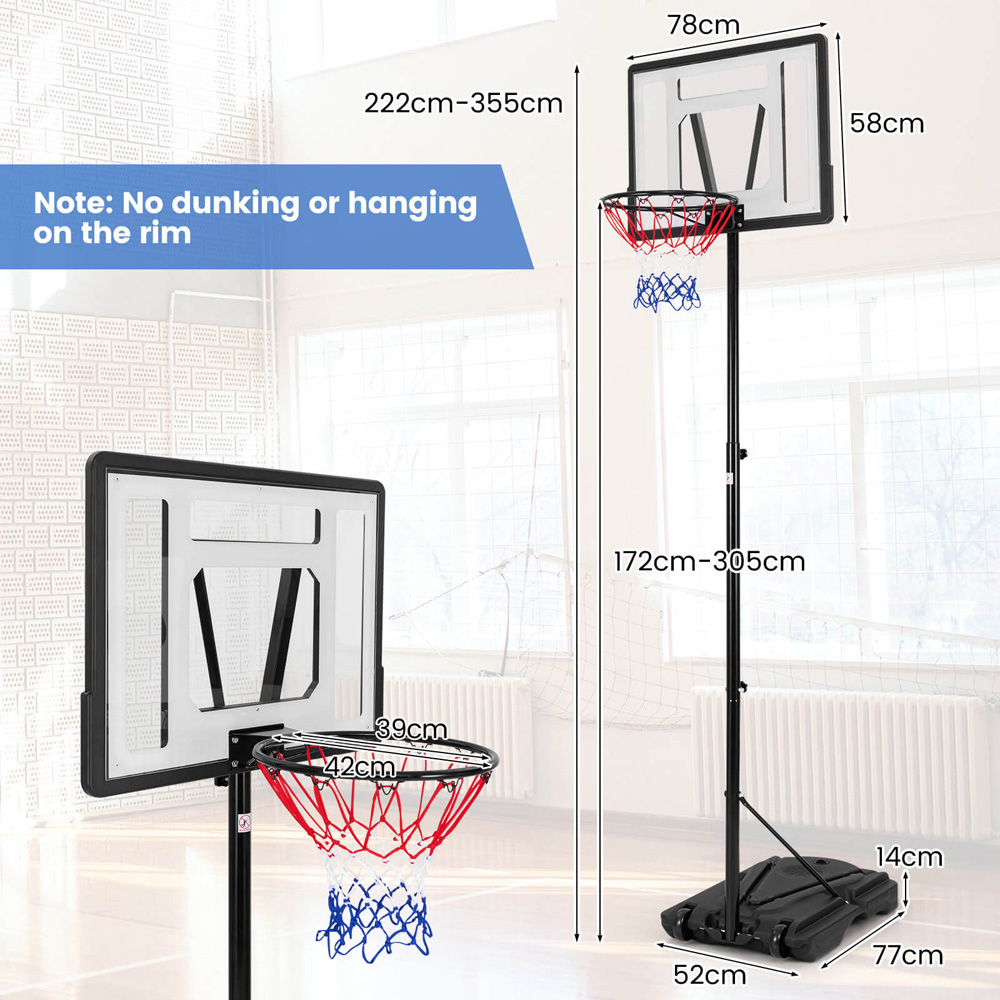 Costway Height Adjustable Basketball Hoop Set Image 9