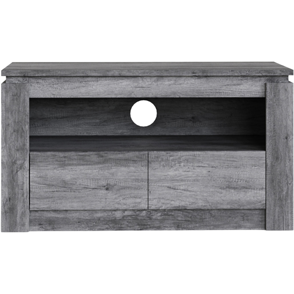 GFW Canyon 2 Drawer Single Open Shelf Charcoal Grey TV Unit Image 2