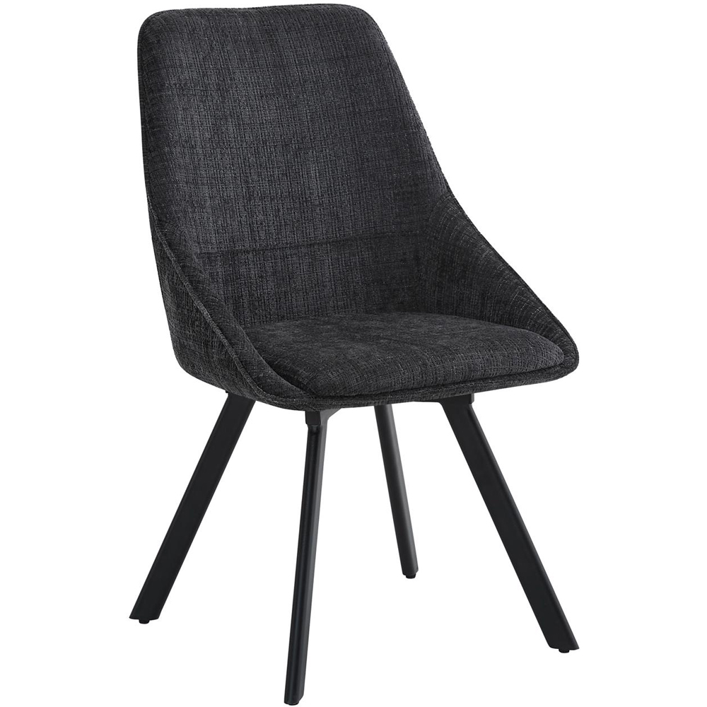 FWStyle Myla Set of 2 Black Chenille Upholstered Swivel Dining Chair Image 2