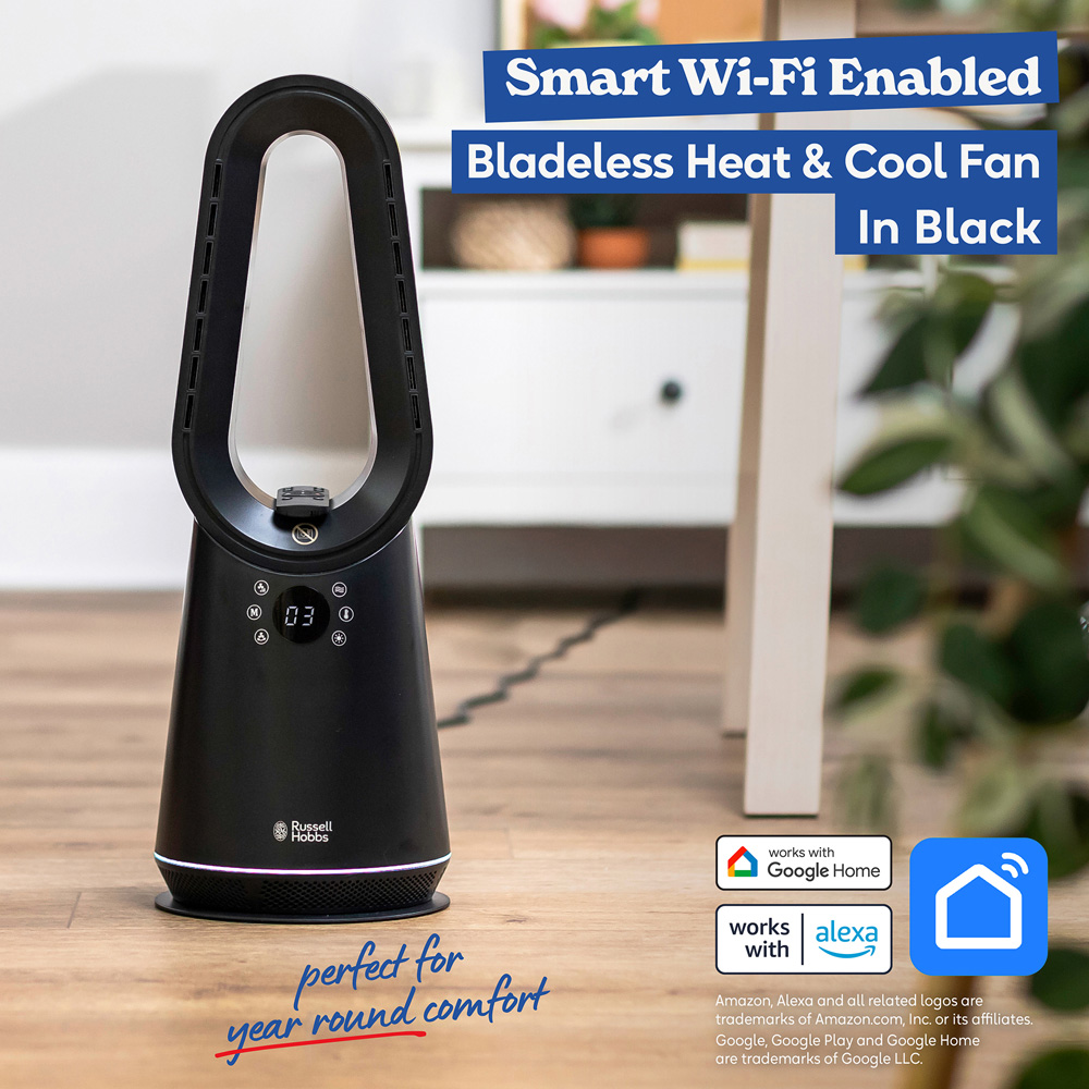 Russell Hobbs RHCBLDL3IN1B-SMT Black Smart Wi-Fi Enabled Compact Bladeless Heat and Cool Fan Image 4