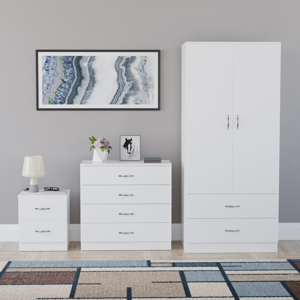 VIDA DESIGNS Riano White 3 Piece Bedroom Furniture Set Image 2