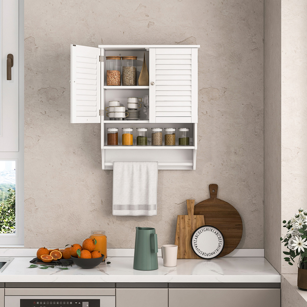 Costway 2 Door Single Shelf White Bathroom Wall Cabinet Image 4