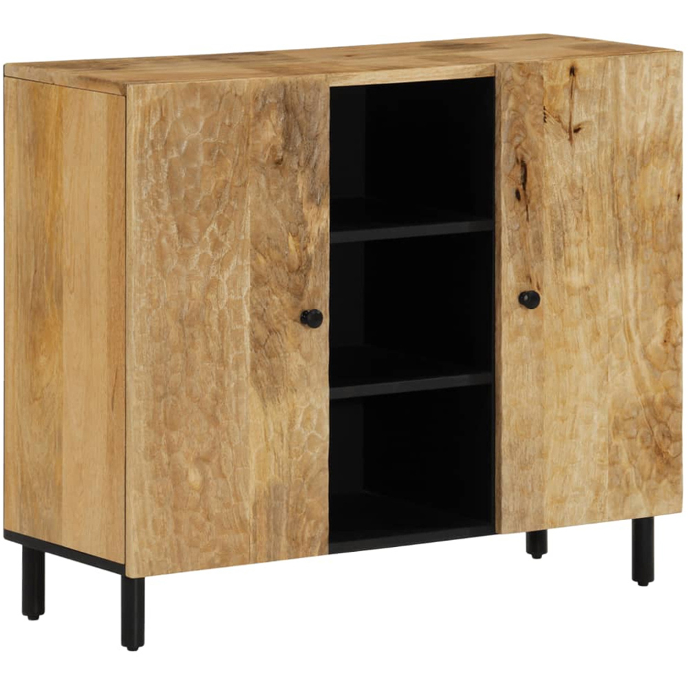 vidaXL 2 Door Natural Solid Mango Wood Side Cabinet Image 2