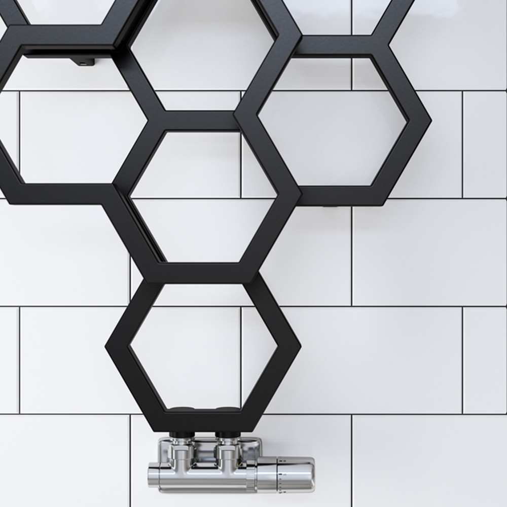 Terma Hex 1180BTU Soft Matt Black Radiator 1220 x 486mm Image 6