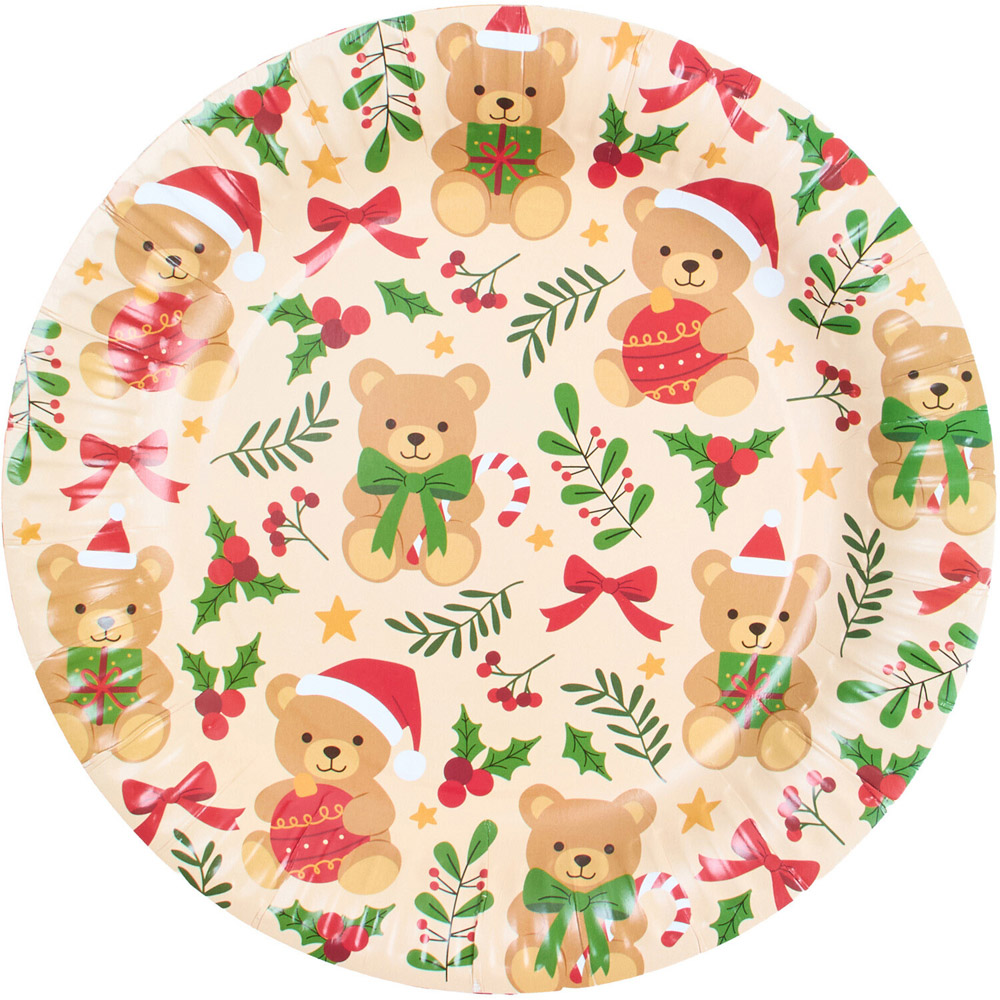 Pack of 10 Christmas Teddy Paper Plates Image 3