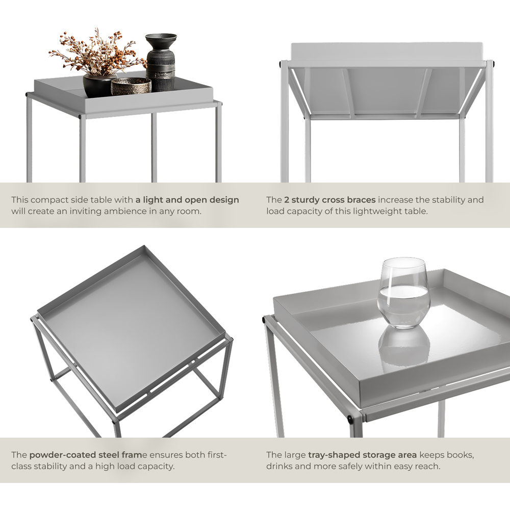 tectake Cambridge Single Shelf Grey Bedside Table Image 5