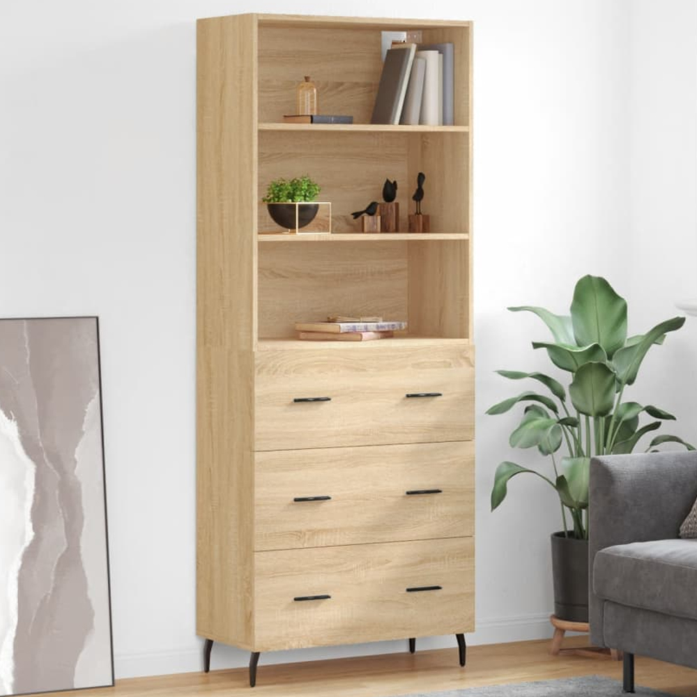 vidaXL 3 Drawer 3 Shelf Sonoma Oak Highboard Image 1