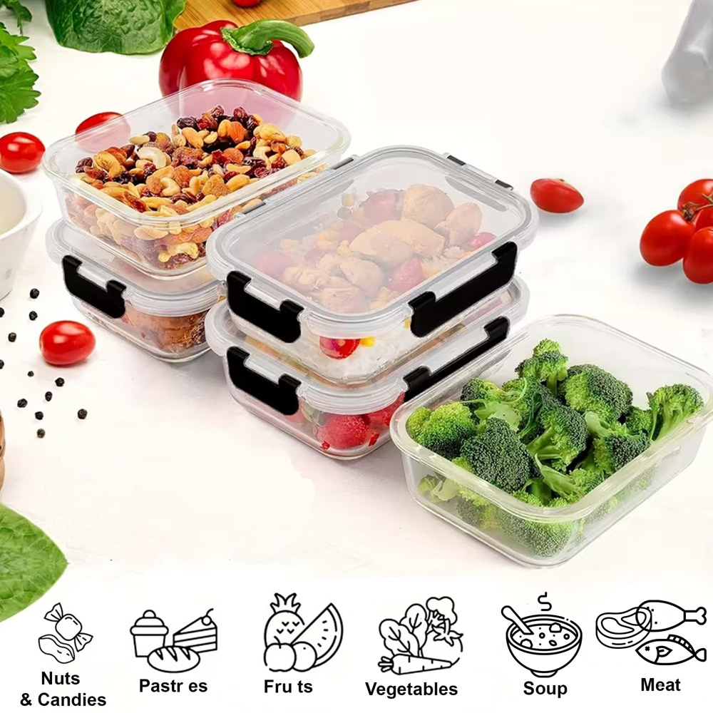 ATEK 36oz BPA Free Glass Food Storage Container with Lid 5 Pack Image 3