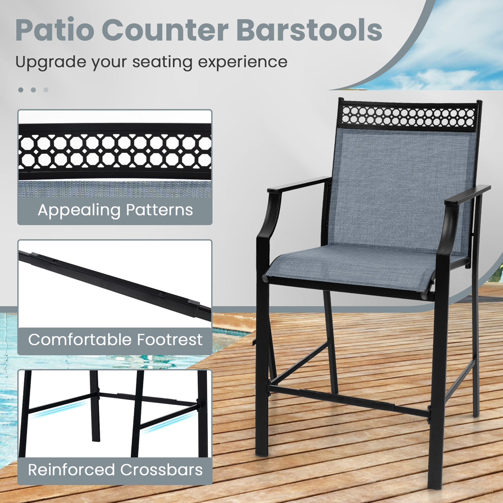 Costway Set of 2 Blue Outdoor Patio Chairs with Footrest Image 6