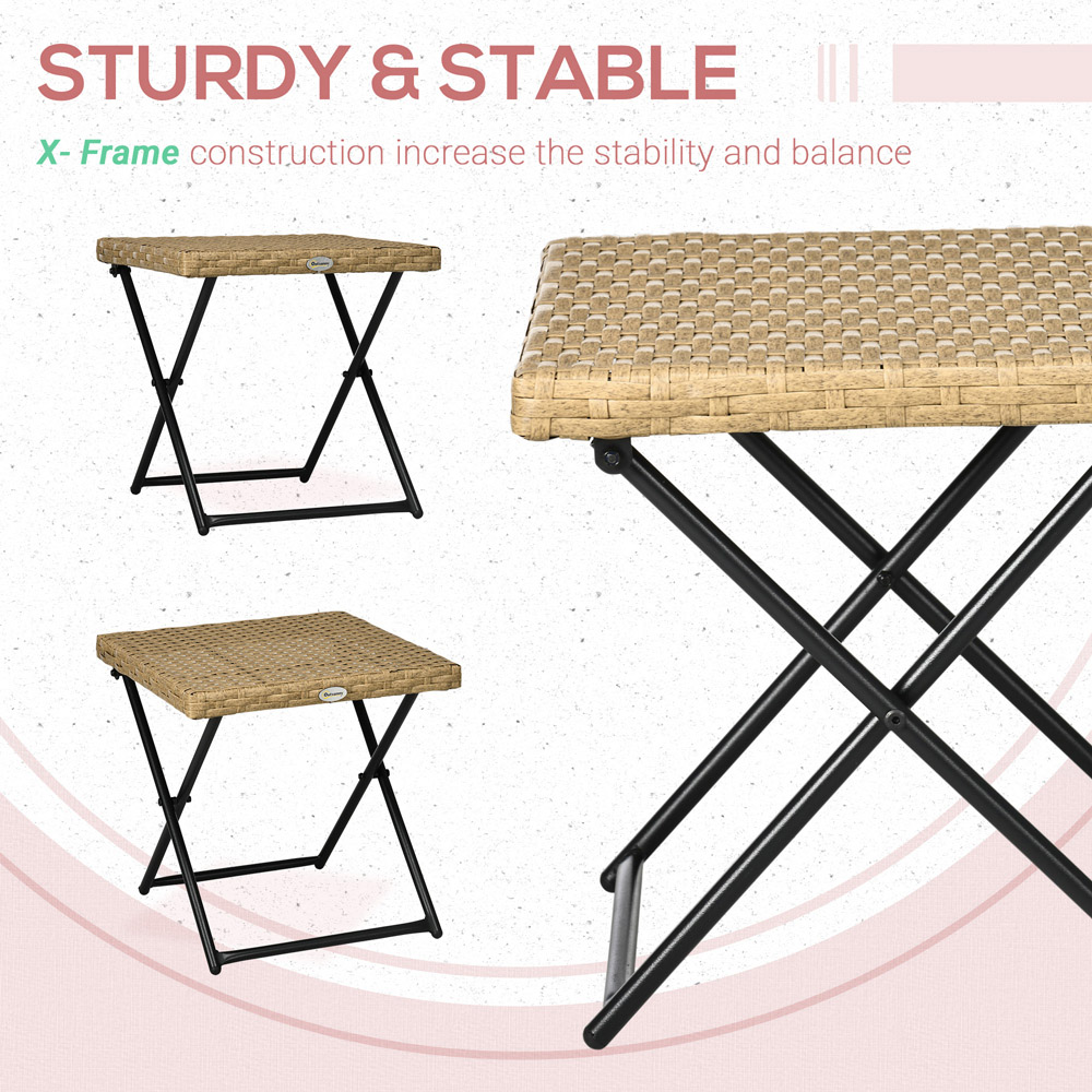 Outsunny Natural Rattan Folding Side Table Image 6
