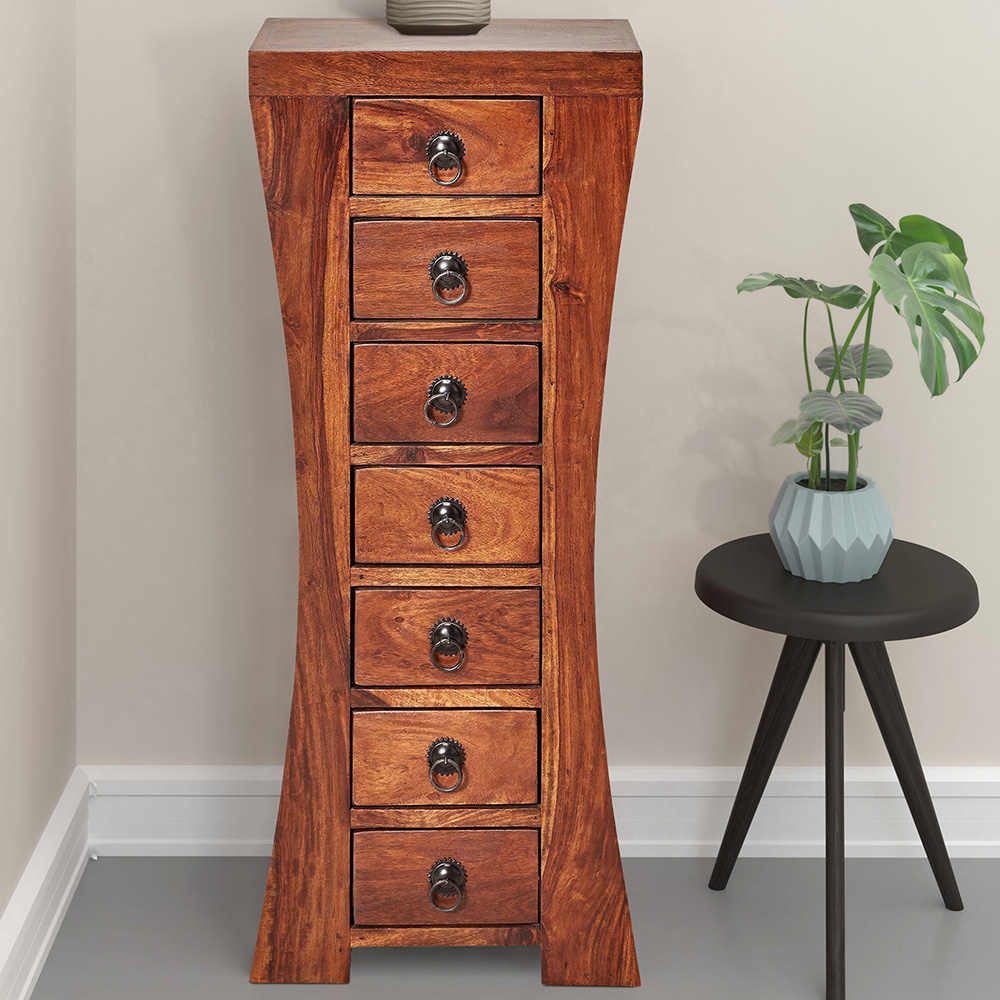 Loft24 Mahar 7 Drawer Brown Solid Wood Chest of Drawers Image 1