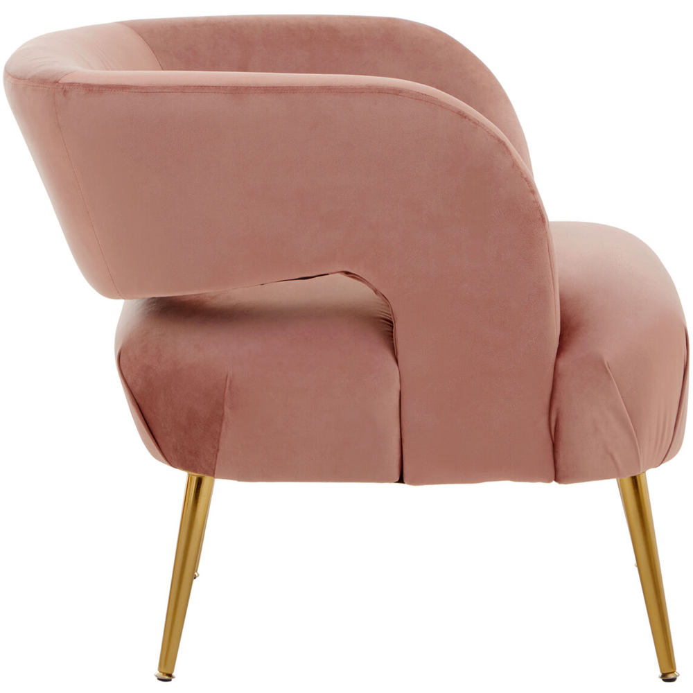 Premier Housewares Larissa Pink Velvet Curved Accent Chair Image 2