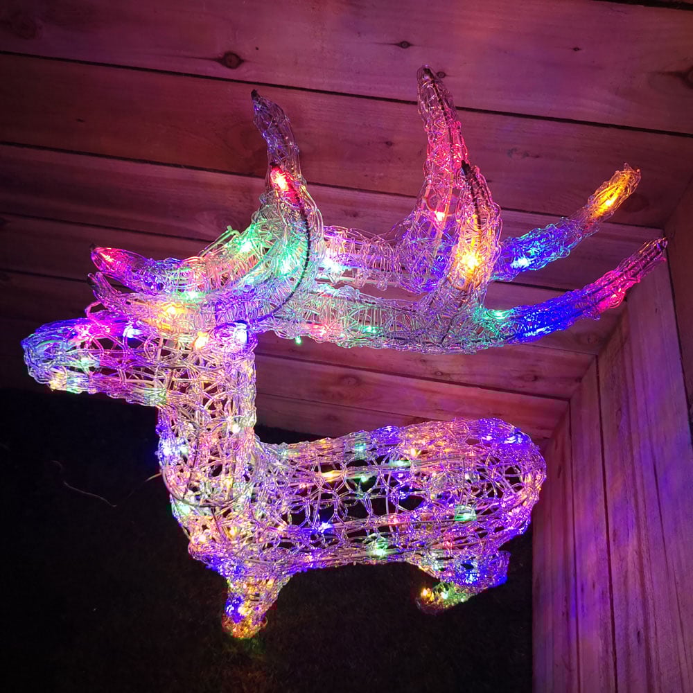 Premier 160 Multicolour LED Acrylic Christmas Reindeer 3.8ft Image 3