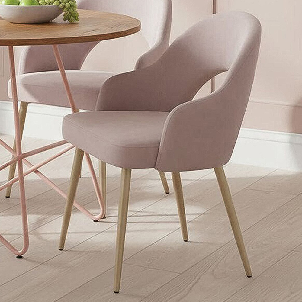 Premier Housewares Dani Dusky Pink Velvet Dining Chair Image 1