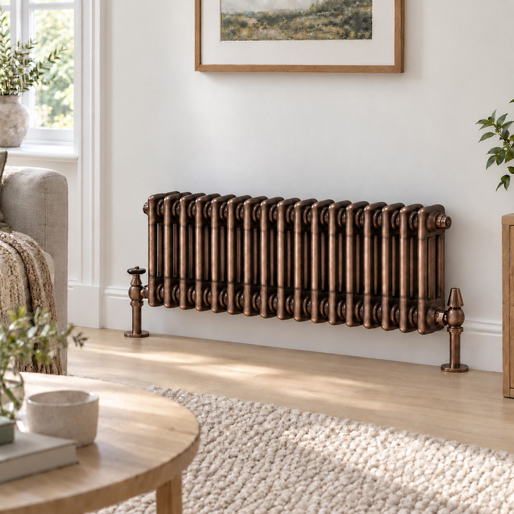 Go Bathrooms Clarence Antique Copper 3 Column Radiator 300 x 785mm Image 2