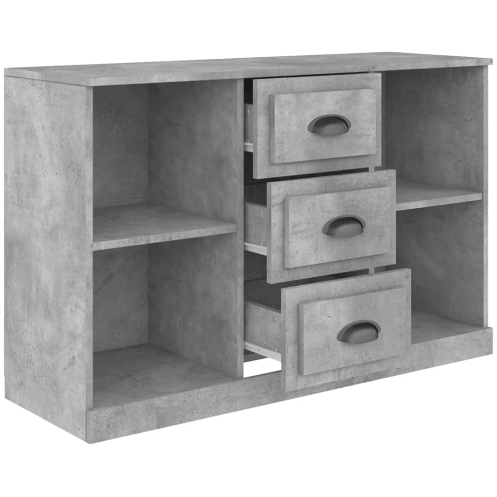 vidaXL 3 Drawer 4 Shelf Concrete Grey Wooden Sideboard Wooden Sideboard Image 3