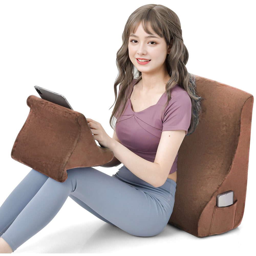 Costway 2 Piece Brown Wedge Pillow Set Image 3