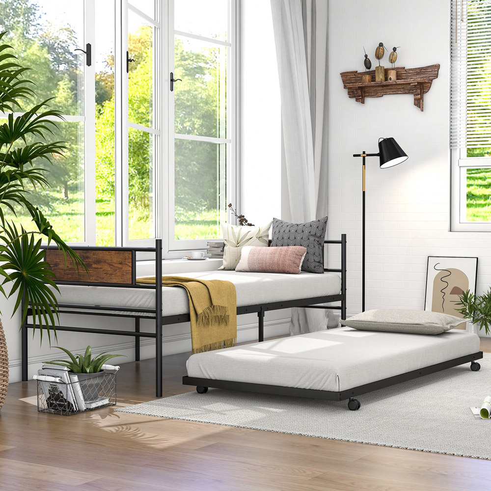 Costway Single Metal Bed Frame with Trundle Image 4