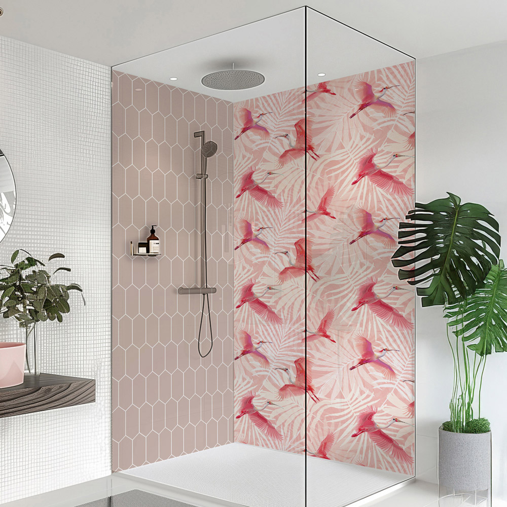 Splashbax Premium Artisan Pink Love Di Bond Shower Panel 2400 x 1220mm Image 1