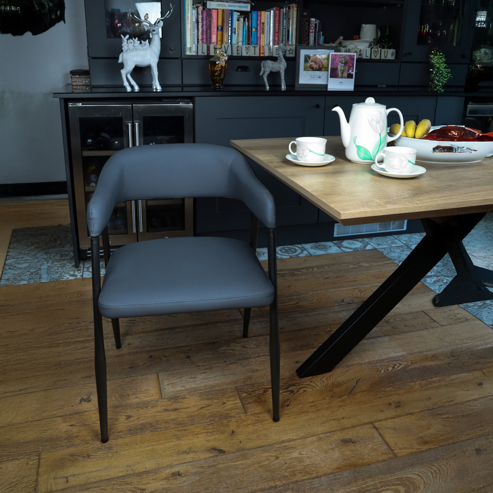 MMT Furniture Designs Set of 2 Grey Wrap Around Vintage Dining Chair Image 3