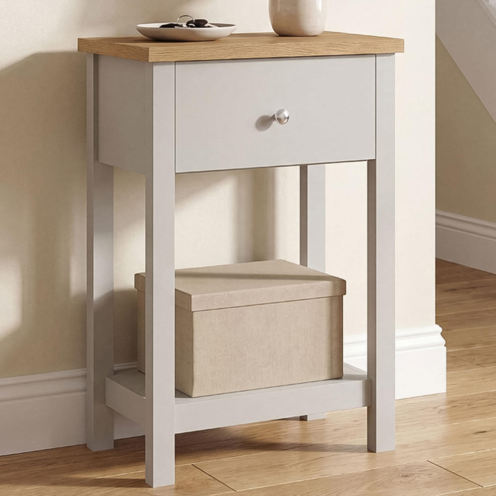 VIDA DESIGNS Arlington Single Drawer Grey and Oak Console Table Image 1
