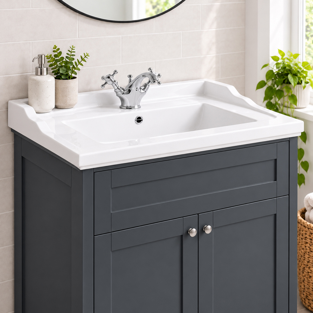Go Bathrooms Arundel 2 Door Midnight Grey Traditional Floorstanding Vanity Unit 800mm Image 3