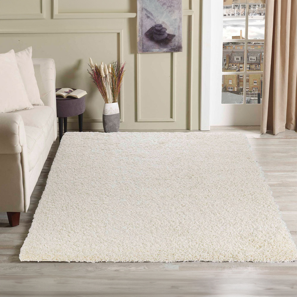 Desire Rugs Oxford Ivory Plain Shaggy Rug 60 x 110cm Image 2