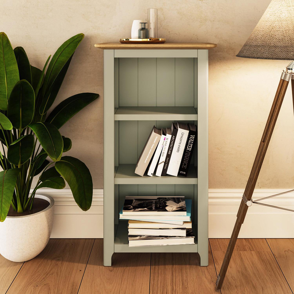 FWStyle Taberno 3 Shelf Sage Green and Oak Bookcase Image 6