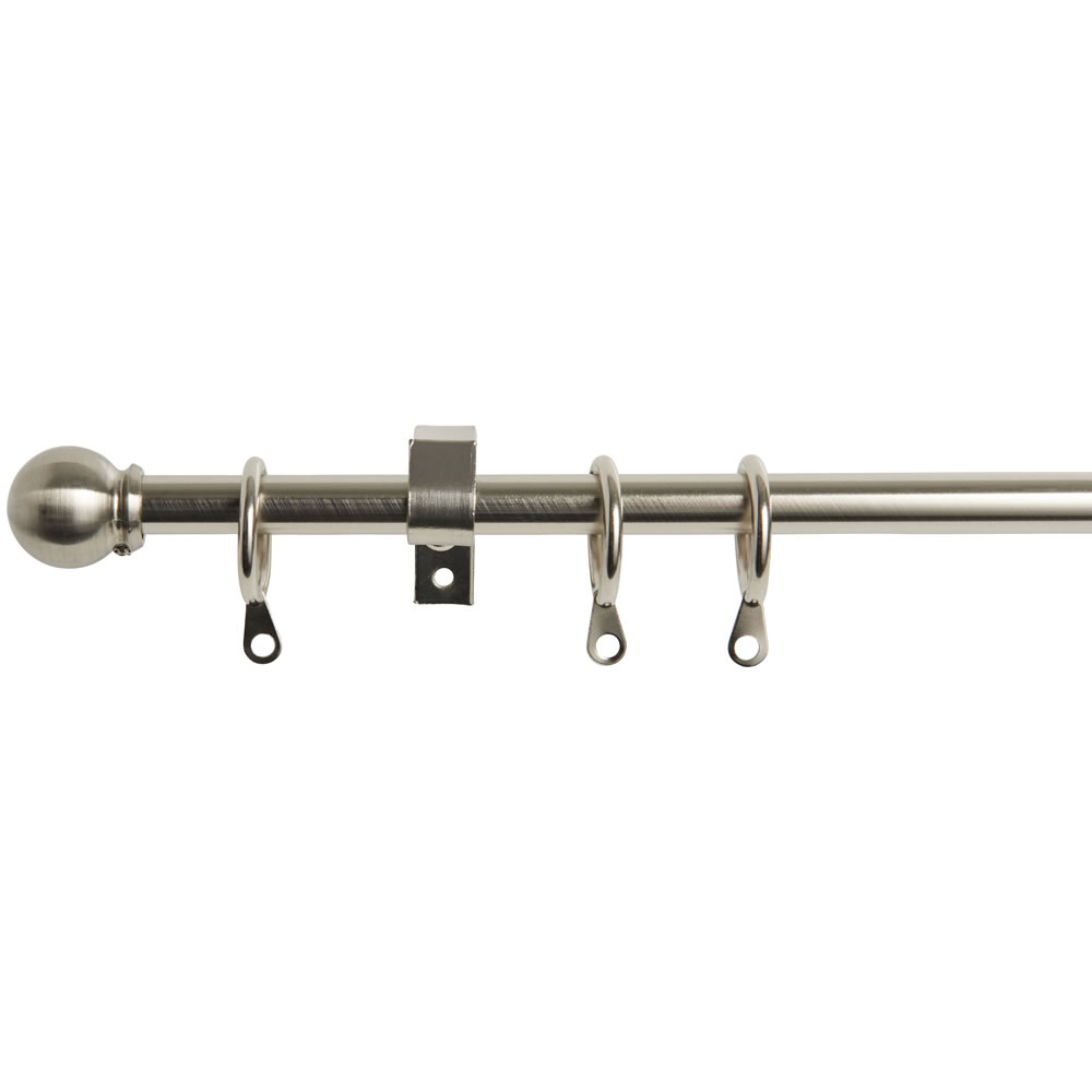 Wilko Arezzo 100 - 180cm Extendable Satin Silver Effect Curtain Pole Image 1