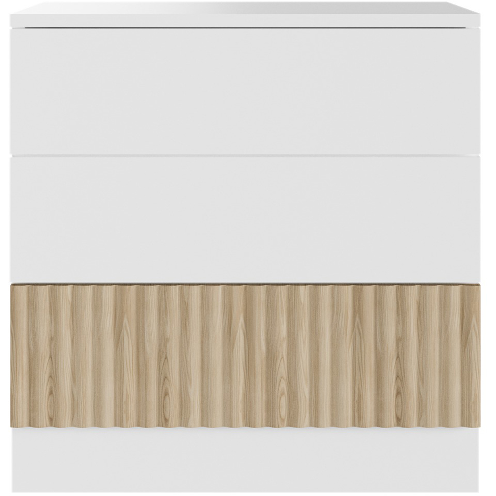 Flair Luca 3 Drawer White and Oak Ribbed Chest of Drawers Image 2
