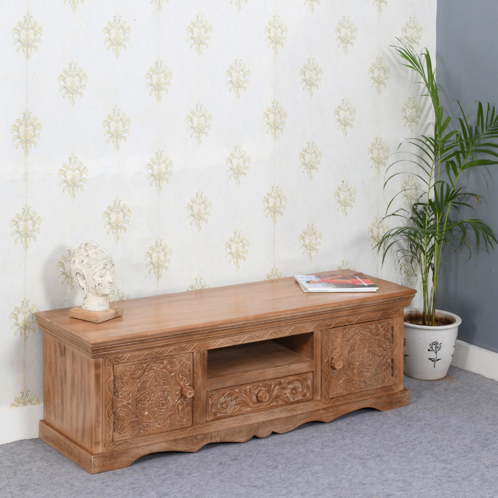 Brooklyn Adair 2 Door Single Drawer Single Shelf Mango Wood TV Cabinet Image 7