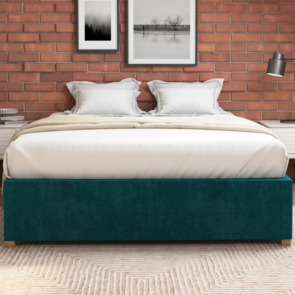 Aspire Furniture Small Double Emerald Plush Platform Ottoman Bed Image 3