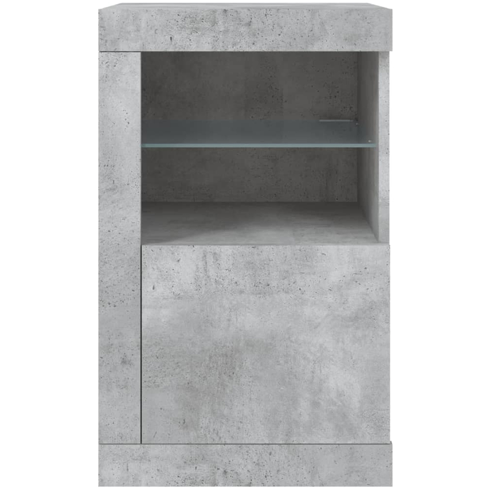 vidaXL Single Door 2 Shelf LED Concrete Grey Side Cabinet Set of 2 Image 6