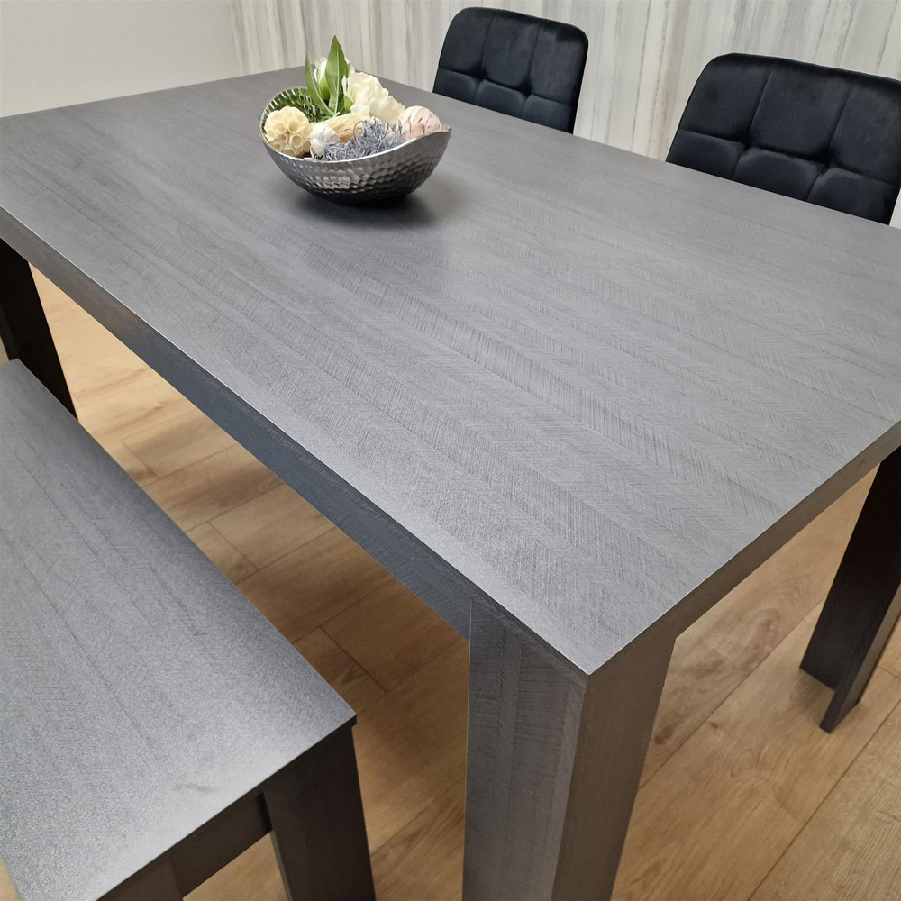 Kosy Koala 4 Seater Velvet Arrow Design Dining Bench Set Black and Dark Grey Image 6