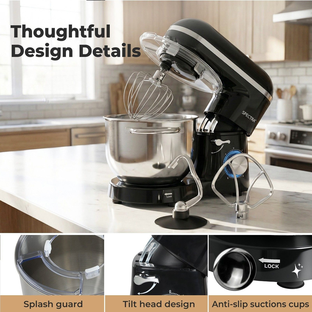 Spector MIX1002-6.2L-UK Stainless Steel Mixing Bowl Electric Stand Mixer 6.2L 1400W Image 6